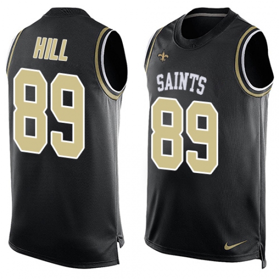 Men's Nike New Orleans Saints 89 Josh Hill Limited Black Player Name & Number Tank Top NFL Jersey