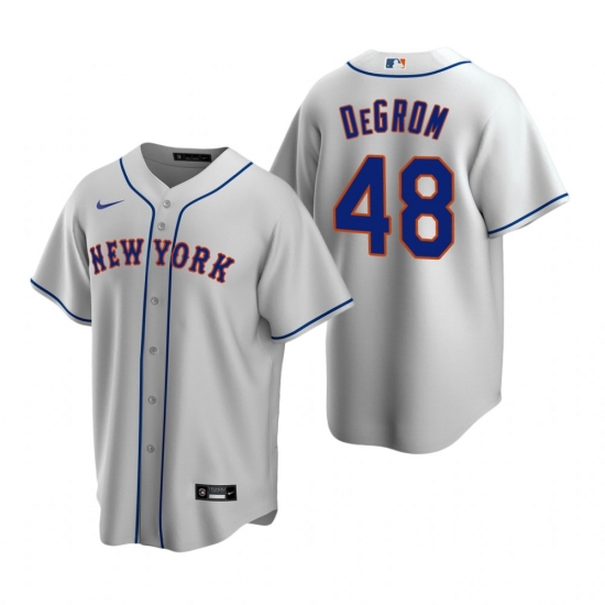 Men's Nike New York Mets 48 Jacob deGrom Gray Road Stitched Baseball Jersey