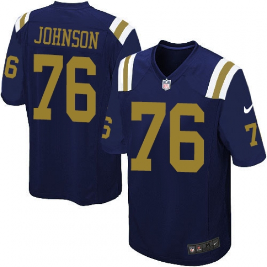 Youth Nike New York Jets 76 Wesley Johnson Elite Navy Blue Alternate NFL Jersey