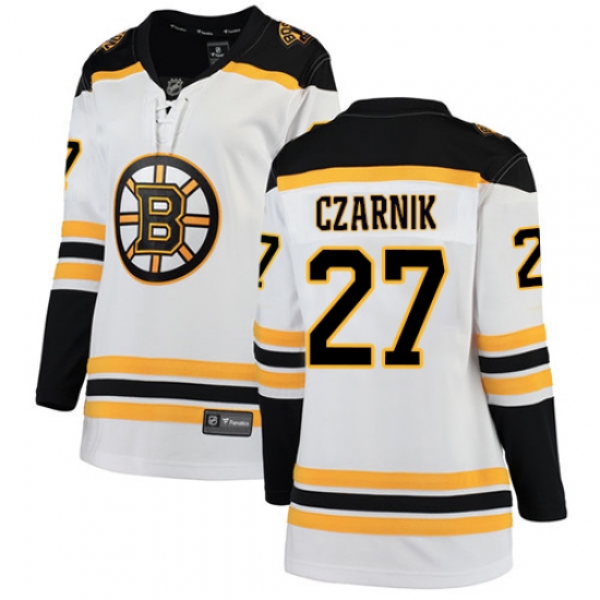 Women's Boston Bruins 27 Austin Czarnik Authentic White Away Fanatics Branded Breakaway NHL Jersey