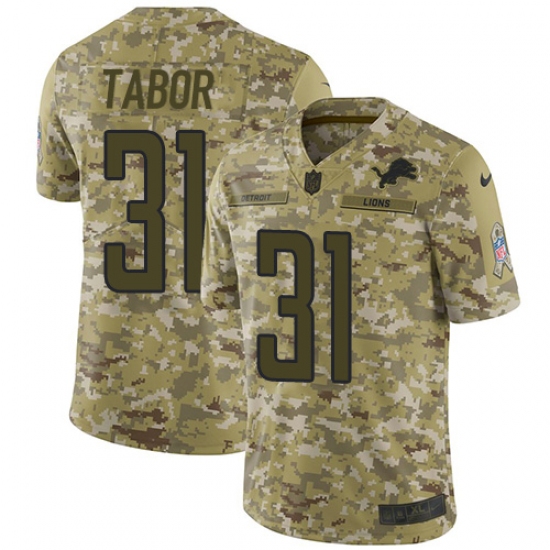 Youth Nike Detroit Lions 31 Teez Tabor Limited Camo 2018 Salute to Service NFL Jersey