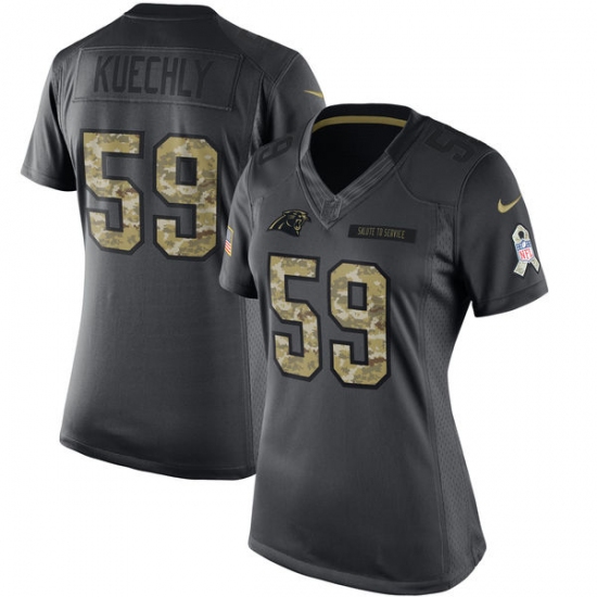 Women's Nike Carolina Panthers 59 Luke Kuechly Limited Black 2016 Salute to Service NFL Jersey