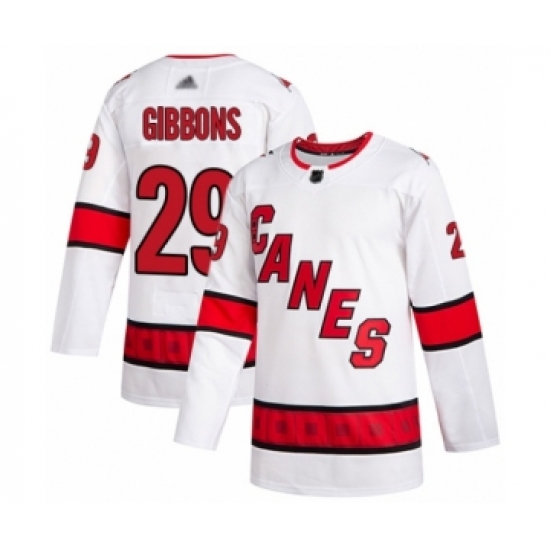 Men's Carolina Hurricanes 29 Brian Gibbons Authentic White Away Hockey Jersey