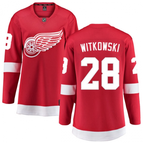 Women's Detroit Red Wings 28 Luke Witkowski Fanatics Branded Red Home Breakaway NHL Jersey