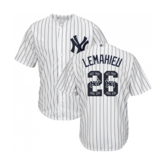 Men's New York Yankees 26 DJ LeMahieu Authentic White Team Logo Fashion Baseball Jersey