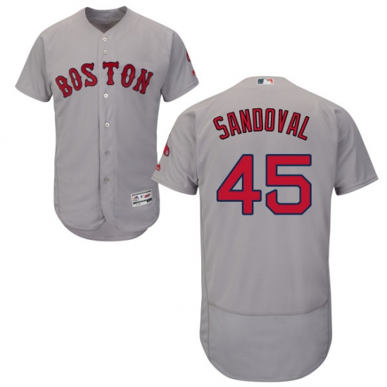 Men's Majestic Boston Red Sox 45 Pedro Martinez Grey Road Flex Base Authentic Collection MLB Jersey