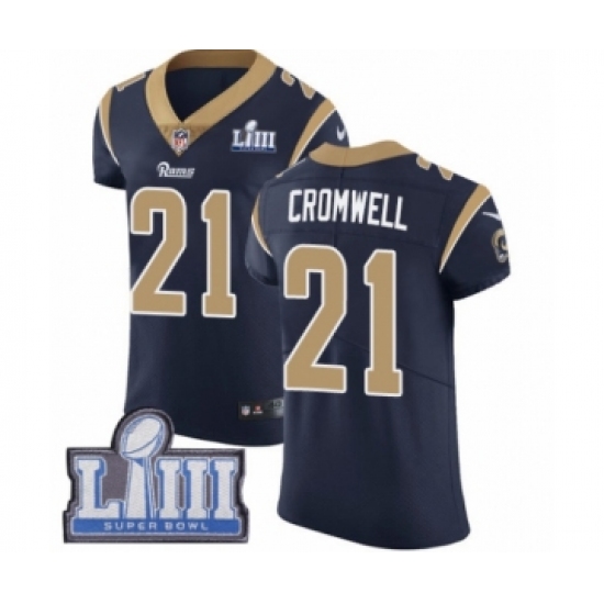 Men's Nike Los Angeles Rams 21 Nolan Cromwell Navy Blue Team Color Vapor Untouchable Elite Player Super Bowl LIII Bound NFL Jersey