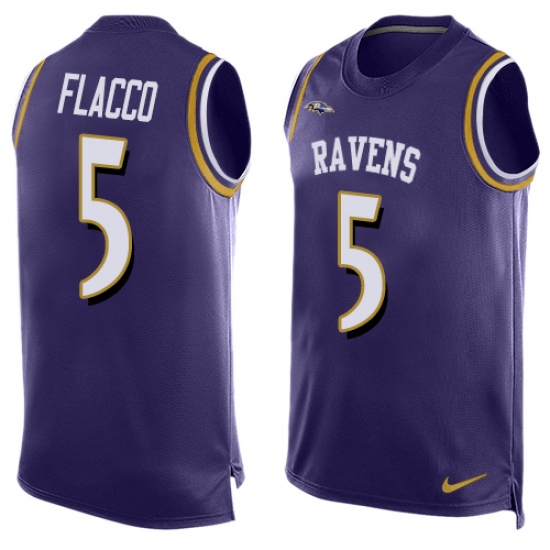 Men's Nike Baltimore Ravens 5 Joe Flacco Limited Purple Player Name & Number Tank Top NFL Jersey