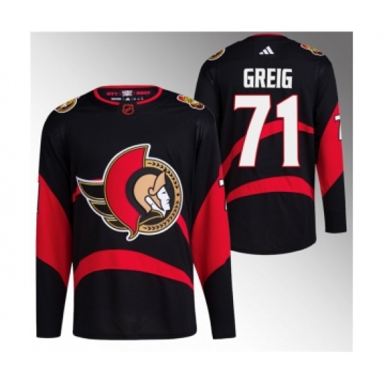 Men's Ottawa Senators 71 Ridly Greig Black Reverse Retro Stitched Jersey