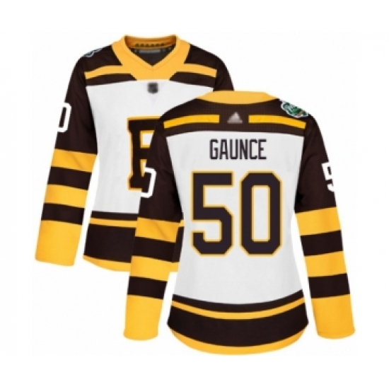 Women's Boston Bruins 50 Brendan Gaunce Authentic White 2019 Winter Classic Hockey Jersey