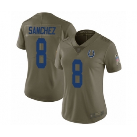 Women's Indianapolis Colts 8 Rigoberto Sanchez Limited Olive 2017 Salute to Service Football Jersey