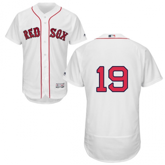 Men's Majestic Boston Red Sox 19 Fred Lynn White Home Flex Base Authentic Collection MLB Jersey