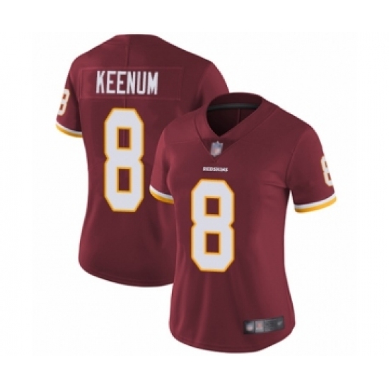 Women's Washington Redskins 8 Case Keenum Burgundy Red Team Color Vapor Untouchable Limited Player Football Jersey