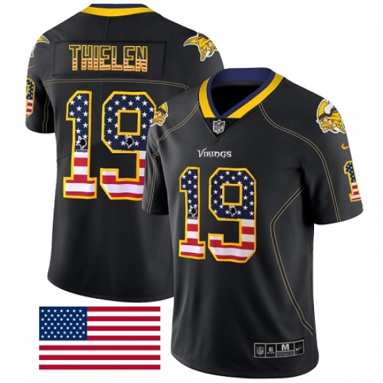Men's Nike Minnesota Vikings 19 Adam Thielen Limited Black Rush USA Flag NFL Jersey