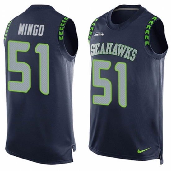 Men's Nike Seattle Seahawks 51 Barkevious Mingo Limited Steel Blue Player Name & Number Tank Top NFL Jersey