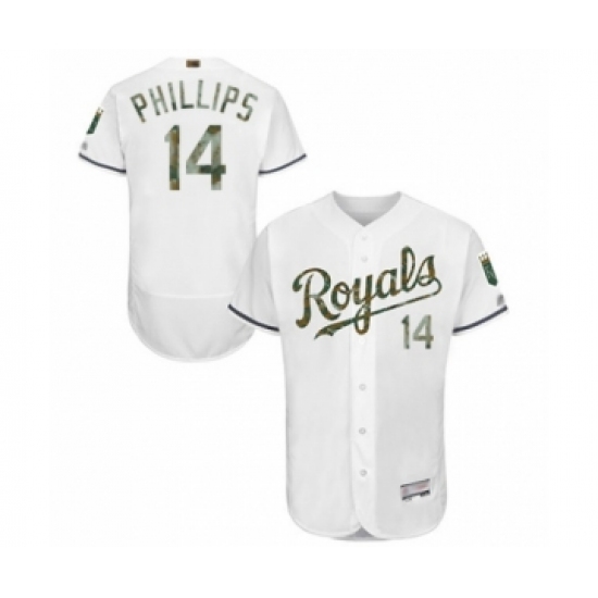 Men's Kansas City Royals 14 Brett Phillips Authentic White 2016 Memorial Day Fashion Flex Base Baseball Player Jersey