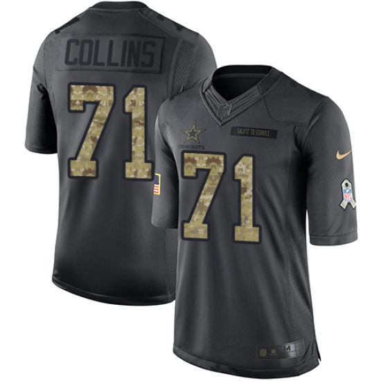Men's Nike Dallas Cowboys 71 La'el Collins Limited Black 2016 Salute to Service NFL Jersey