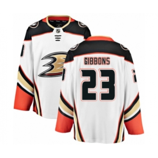 Men's Anaheim Ducks 23 Brian Gibbons Authentic White Away Fanatics Branded Breakaway NHL Jersey