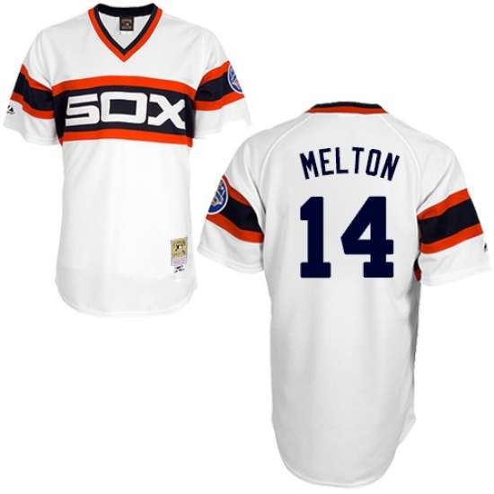 Men's Mitchell and Ness 1983 Chicago White Sox 14 Bill Melton Authentic White Throwback MLB Jersey