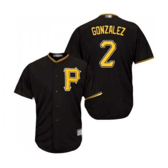 Men's Pittsburgh Pirates 2 Erik Gonzalez Replica Black Alternate Cool Base Baseball Jersey