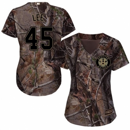 Women's Majestic Houston Astros 45 Carlos Lee Authentic Camo Realtree Collection Flex Base MLB Jersey