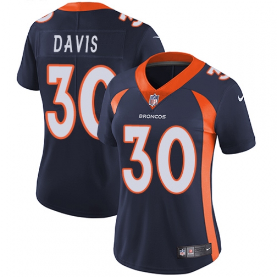 Women's Nike Denver Broncos 30 Terrell Davis Navy Blue Alternate Vapor Untouchable Limited Player NFL Jersey