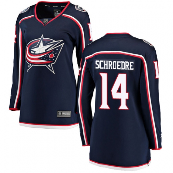 Women's Columbus Blue Jackets 14 Jordan Schroeder Fanatics Branded Navy Blue Home Breakaway NHL Jersey