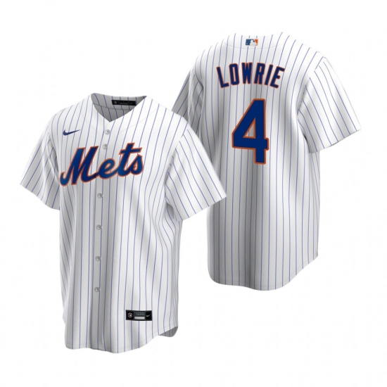 Men's Nike New York Mets 4 Jed Lowrie White 2020 Home Stitched Baseball Jersey