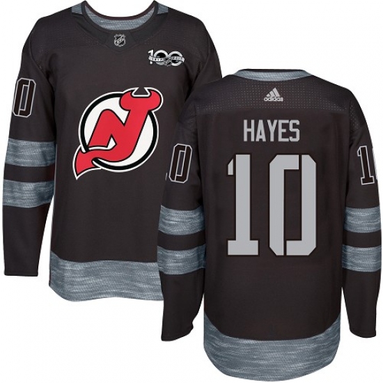 Men's Adidas New Jersey Devils 10 Jimmy Hayes Authentic Black 1917-2017 100th Anniversary NHL Jersey