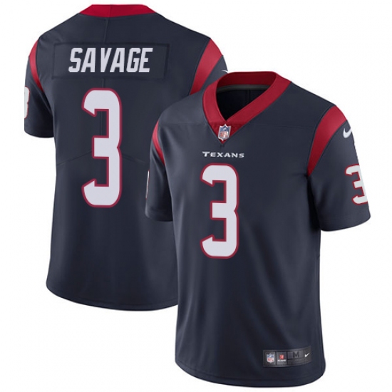 Youth Nike Houston Texans 3 Tom Savage Limited Navy Blue Team Color Vapor Untouchable NFL Jersey