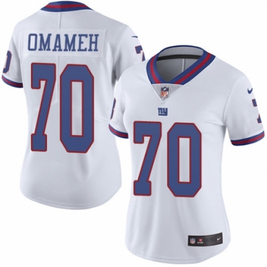 Women's Nike New York Giants 70 Patrick Omameh Limited White Rush Vapor Untouchable NFL Jersey