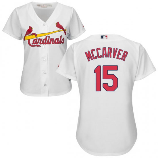 Women's Majestic St. Louis Cardinals 15 Tim McCarver Authentic White Home Cool Base MLB Jersey