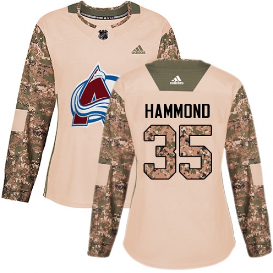 Women's Adidas Colorado Avalanche 35 Andrew Hammond Authentic Camo Veterans Day Practice NHL Jersey