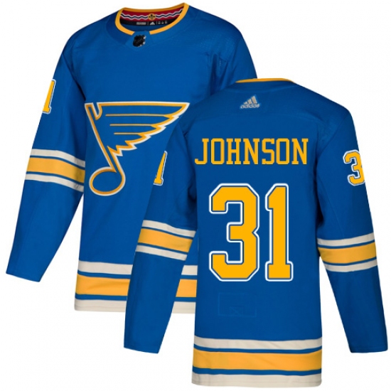 Men's Adidas St. Louis Blues 31 Chad Johnson Authentic Navy Blue Alternate NHL Jersey