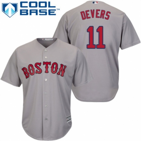 Youth Majestic Boston Red Sox 11 Rafael Devers Replica Grey Road Cool Base MLB Jersey