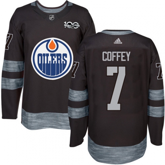 Men's Adidas Edmonton Oilers 7 Paul Coffey Authentic Black 1917-2017 100th Anniversary NHL Jersey