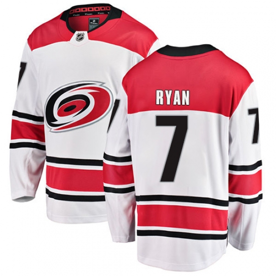 Youth Carolina Hurricanes 7 Derek Ryan Fanatics Branded White Away Breakaway NHL Jersey