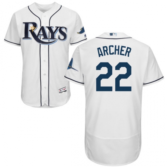 Men's Majestic Tampa Bay Rays 22 Chris Archer Home White Flexbase Authentic Collection MLB Jersey