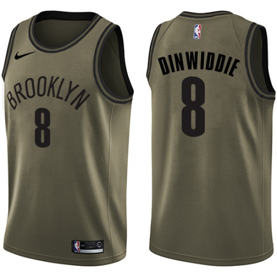 Men's Nike Brooklyn Nets 8 Spencer Dinwiddie Swingman Green Salute to Service NBA Jersey