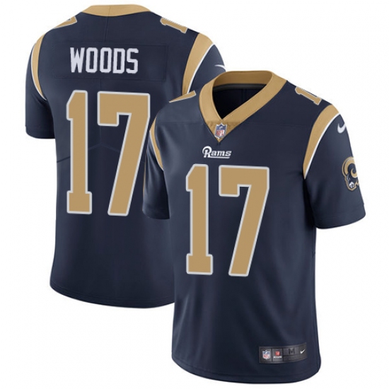 Men's Nike Los Angeles Rams 17 Robert Woods Navy Blue Team Color Vapor Untouchable Limited Player NFL Jersey