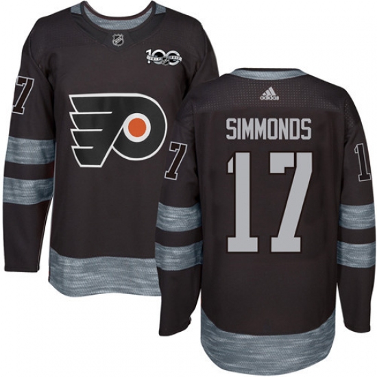 Men's Adidas Philadelphia Flyers 17 Wayne Simmonds Authentic Black 1917-2017 100th Anniversary NHL Jersey