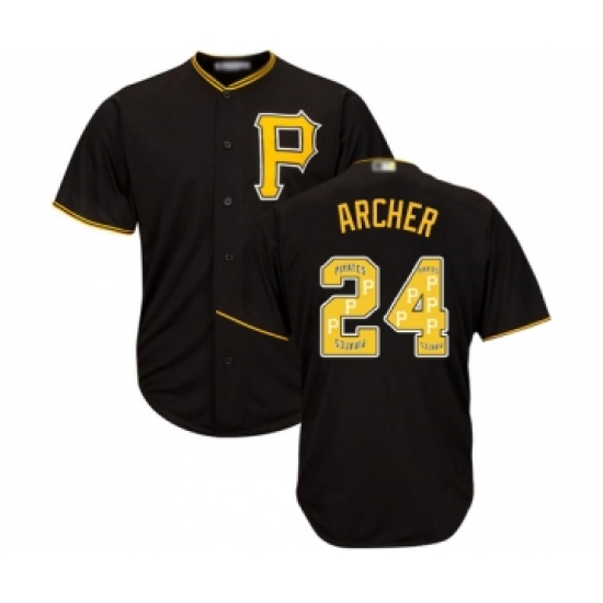 Men's Pittsburgh Pirates 24 Chris Archer Authentic Black Team Logo Fashion Cool Base Baseball Jersey