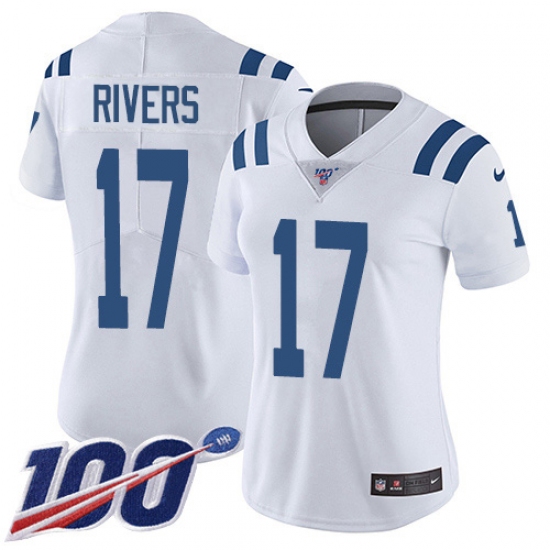 Women's Nike Indianapolis Colts 17 Philip Rivers White Stitched NFL 100th Season Vapor Untouchable Limited Jersey