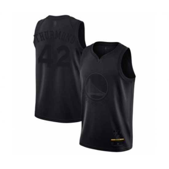 Men's Golden State Warriors 42 Nate Thurmond Swingman Black MVP Basketball Jersey