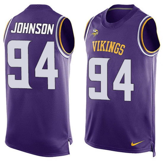 Men's Nike Minnesota Vikings 94 Jaleel Johnson Limited Purple Player Name & Number Tank Top NFL Jersey
