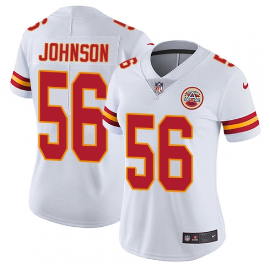 Women's Nike Kansas City Chiefs 56 Derrick Johnson White Vapor Untouchable Limited Player NFL Jersey