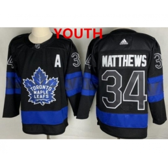 Youth Toronto Maple Leafs 34 Auston Matthews Black X Drew House Inside Out Stitched Jersey