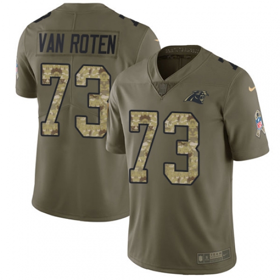 Youth Nike Carolina Panthers 73 Greg Van Roten Limited Olive Camo 2017 Salute to Service NFL Jersey