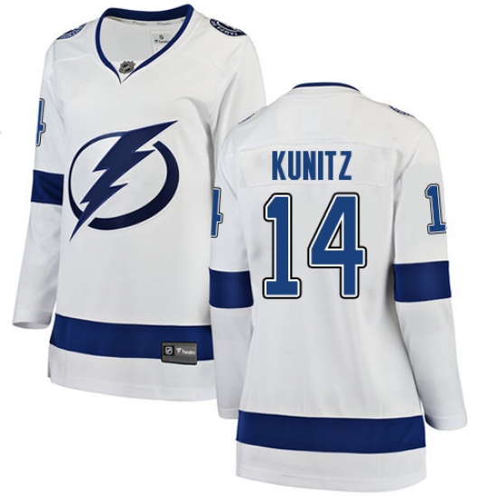 Women's Tampa Bay Lightning 14 Chris Kunitz Fanatics Branded White Away Breakaway NHL Jersey