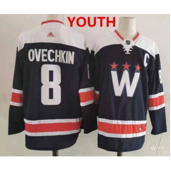 Youth Washington Capitals 8 Alex Ovechkin NEW Navy Blue Adidas Stitched NHL Jersey